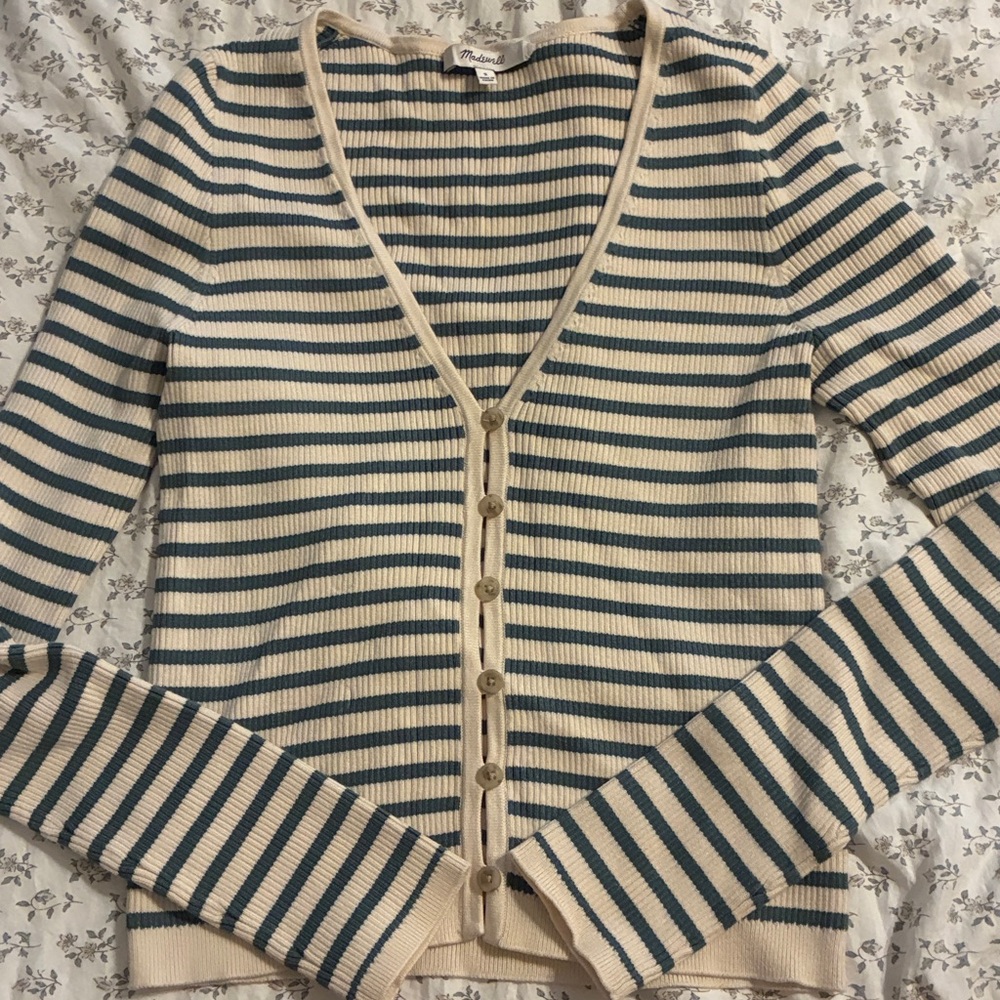 Madewell Cream and Blue Striped Knit